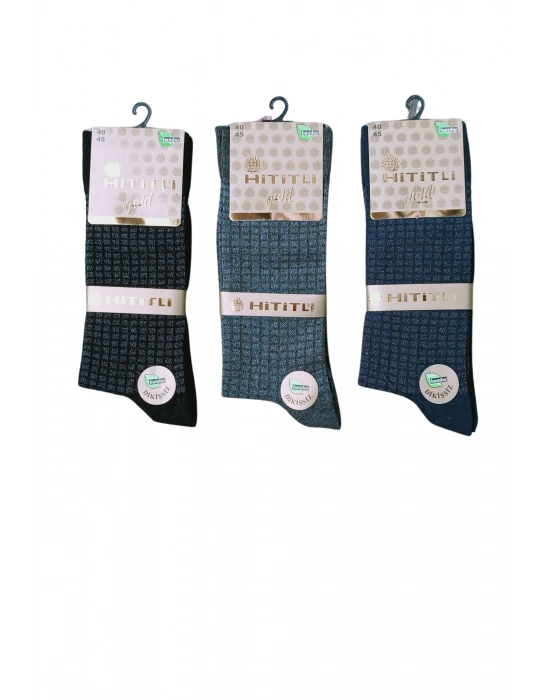 Hititli Gold Dikişsiz Desenli Bambu Erkek Çorap Asorti Renkler 10 Adet