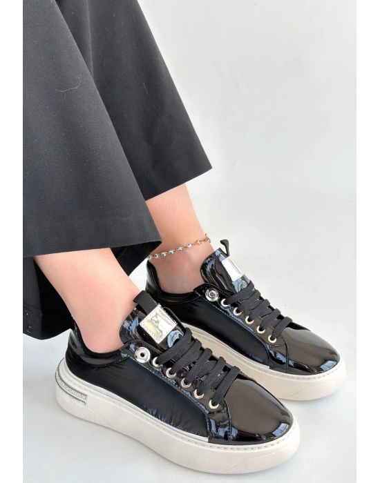 Hley Siyah Rugan Paraşüt Detaylı Bağcıklı Spor Ayakkabı