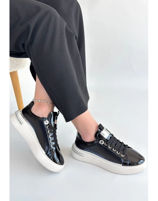 Hley Siyah Rugan Paraşüt Detaylı Bağcıklı Spor Ayakkabı