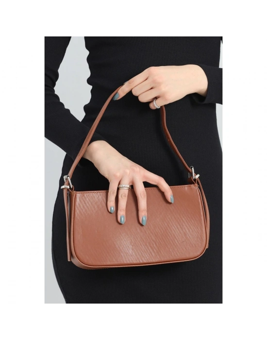 İncim Taba Minimalist Baget Kadın Omuz ve El Çantası Armine 3013