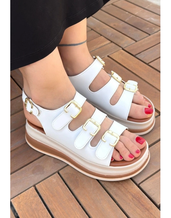 Jatay Beyaz Cilt Sandalet