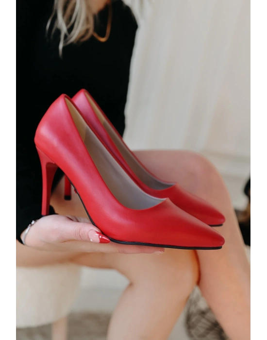 Jilya Kırmızı Cilt Stiletto Ayakkabı