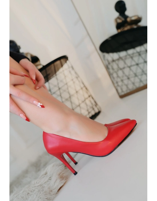 Jilya Kırmızı Cilt Stiletto Ayakkabı