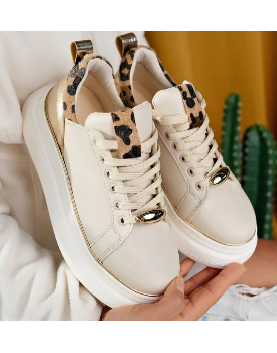 Jista Bej Cilt Bağcıklı Kadın Spor Ayakkabı