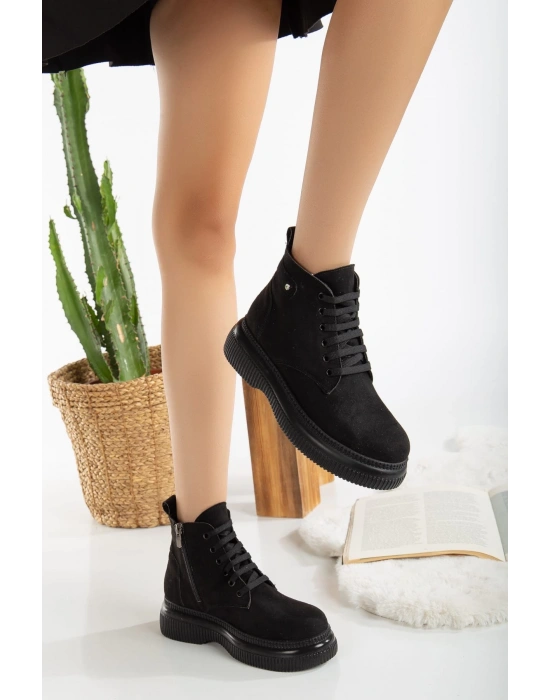 Jiwa Siyah Süet Bağcıklı Kadın Bot