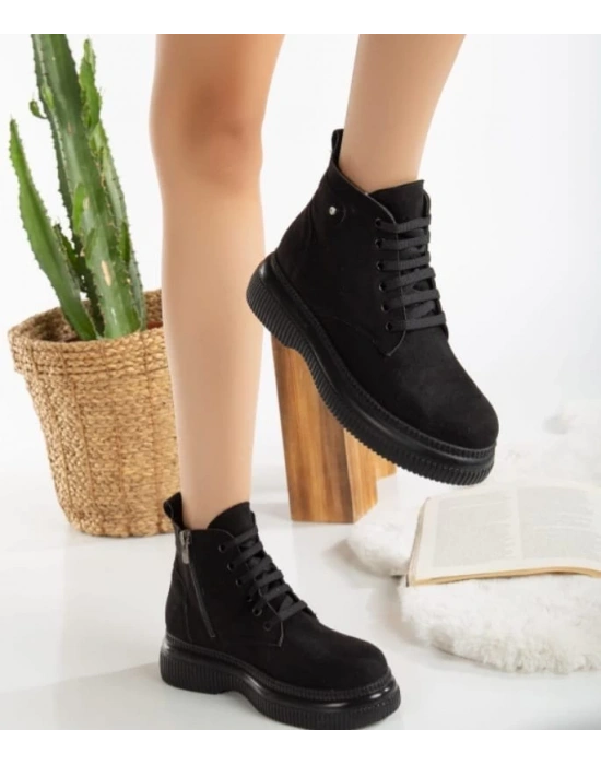 Jiwa Siyah Süet Bağcıklı Kadın Bot