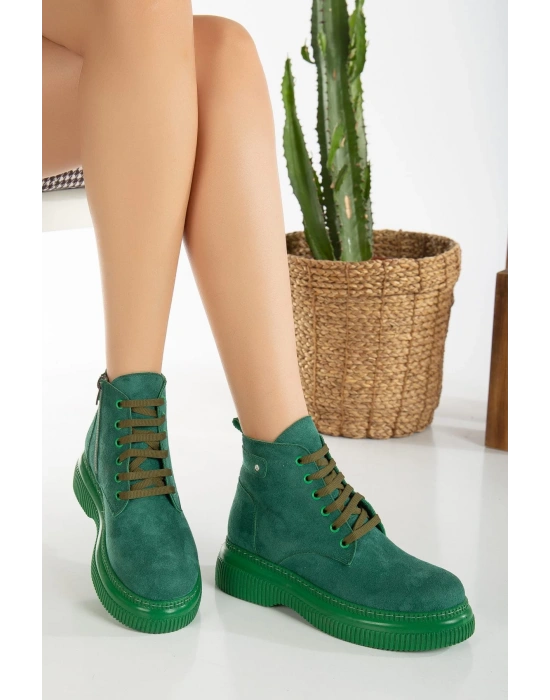 Jiwa Yeşil Süet Bağcıklı Kadın Bot