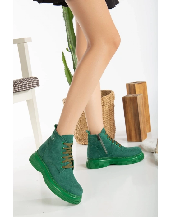 Jiwa Yeşil Süet Bağcıklı Kadın Bot