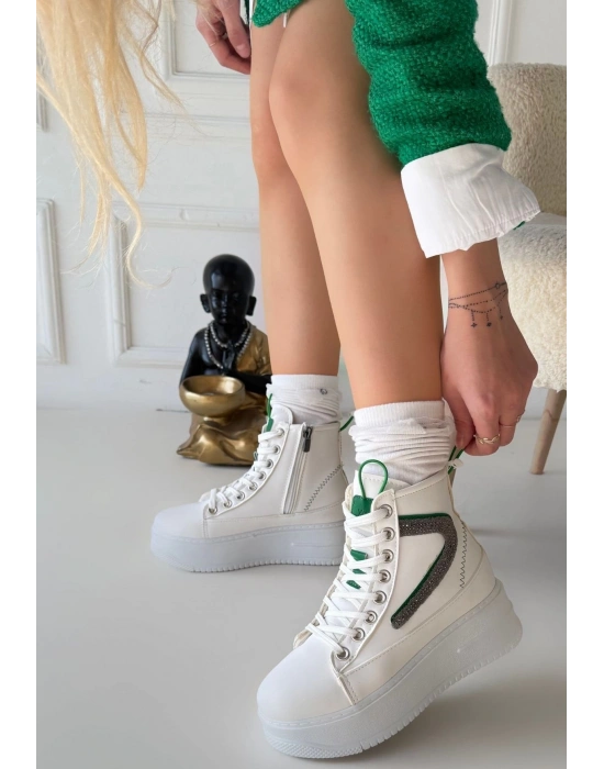 Joila Beyaz Cilt Yeşil Detaylı Kadın Bot