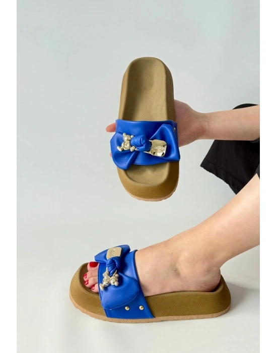 Jude Mavi Cilt Ayıcıklı Kadın Terlik