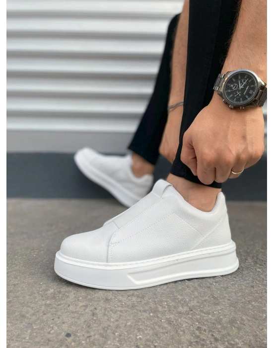 JY007 Alba Bağcıksız Cilt Erkek Günlük Sneaker Ayakkabı CBT Beyaz