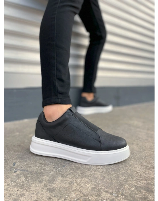 JY007 Alba Bağcıksız Cilt Erkek Günlük Sneaker Ayakkabı CBT Siyah