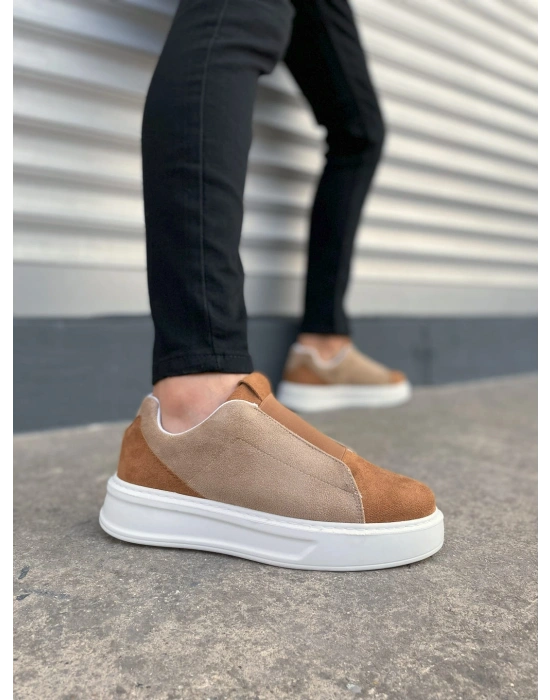 JY007 Alba Bağcıksız Süet Erkek Günlük Sneaker Ayakkabı SBT Taba/Vizon