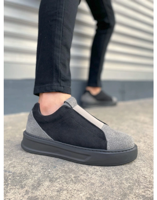 JY007 Alba Bağcıksız Süet Erkek Günlük Sneaker Ayakkabı SST Gri/Siyah