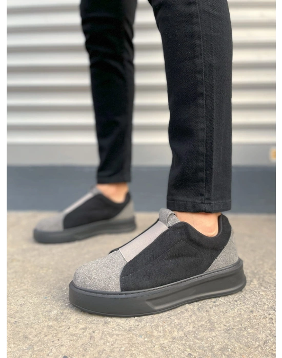 JY007 Alba Bağcıksız Süet Erkek Günlük Sneaker Ayakkabı SST Gri/Siyah