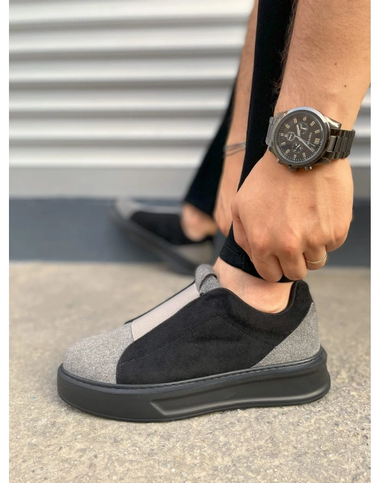 JY007 Alba Bağcıksız Süet Erkek Günlük Sneaker Ayakkabı SST Gri/Siyah