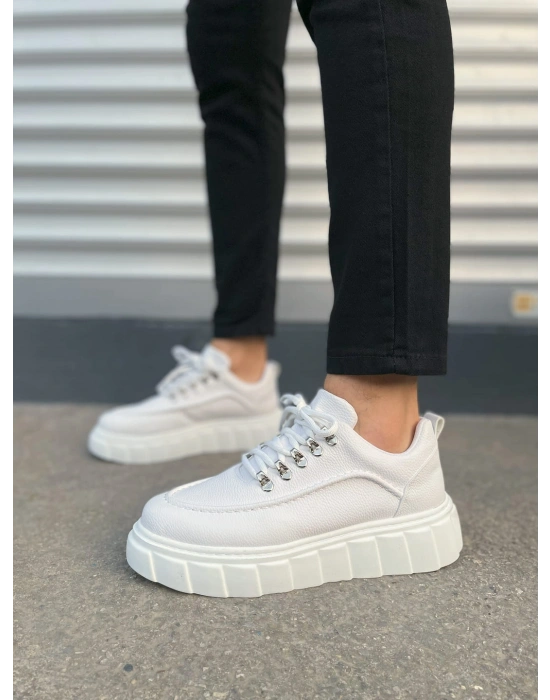 JY010 Cloud Bağcıklı Cilt Erkek Günlük Sneaker Ayakkabı CBT - Beyaz