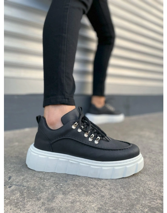 JY010 Cloud Bağcıklı Cilt Erkek Günlük Sneaker Ayakkabı CBT - Siyah