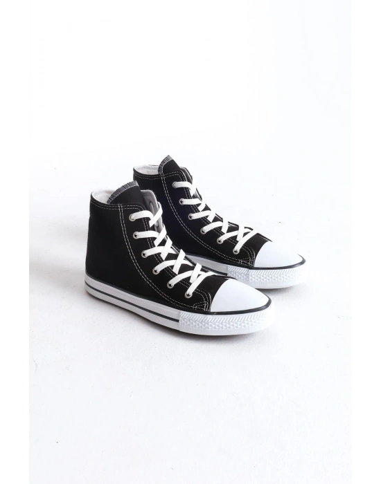 JY0423 AXE Bağcıklı Keten Kumaş Erkek Günlük Sneaker Ayakkabı KBT - Siyah