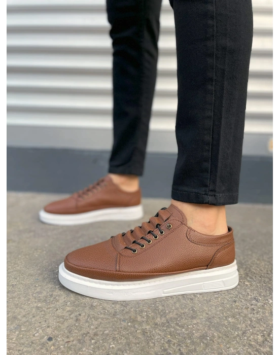 JY0535 Prime Bağcıklı Cilt Erkek Günlük Sneaker Ayakkabı CBT - Taba