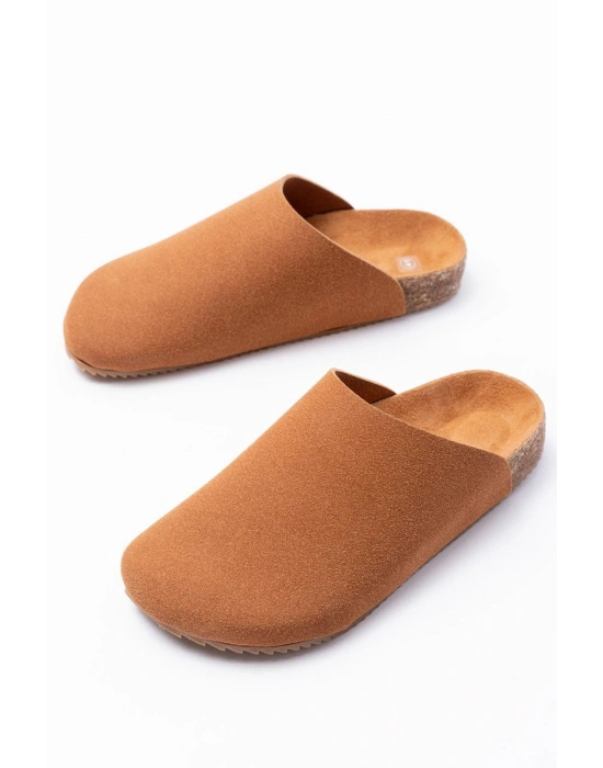 JY0556 Ravn Bağcıksız Hakiki Süet Deri Erkek Günlük Mantar Taban Loafer Klasik Ayakkabı HDMT - Taba
