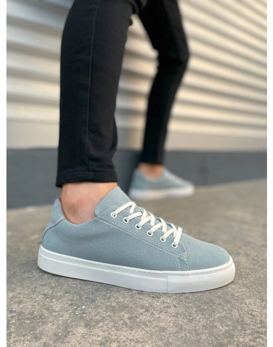 JY122 Mode Bağcıklı Süet Erkek Günlük Sneaker Ayakkabı SBT - Mavi