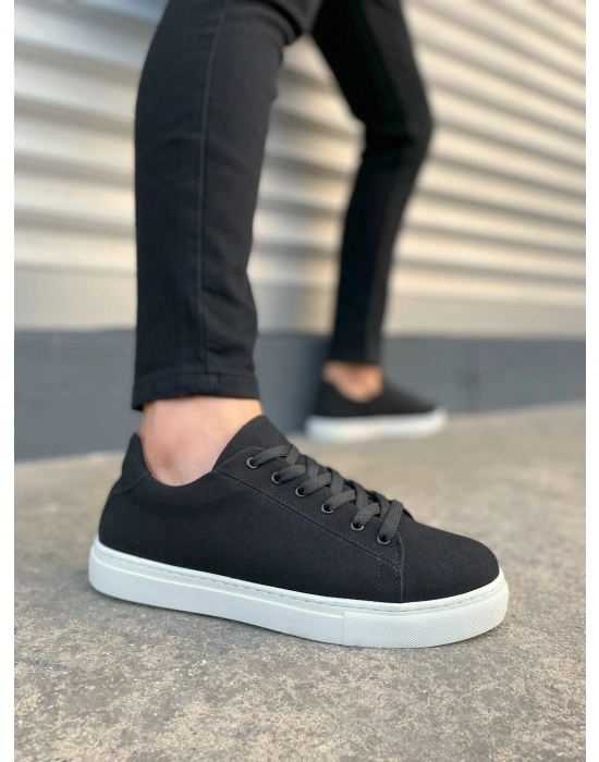 JY122 Mode Bağcıklı Süet Erkek Günlük Sneaker Ayakkabı SBT - Siyah