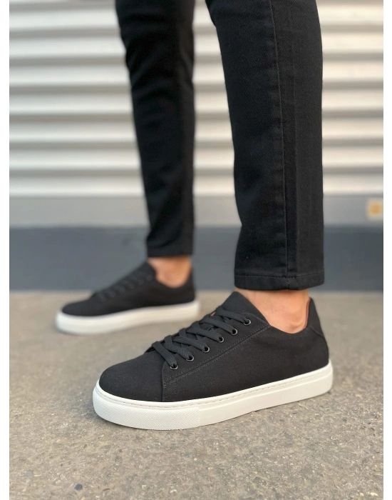 JY122 Mode Bağcıklı Süet Erkek Günlük Sneaker Ayakkabı SBT - Siyah