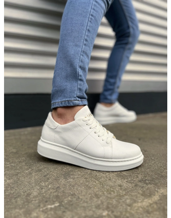 JY151 Boost Bağcıklı Cilt Erkek Günlük Sneaker Ayakkabı CBT - Beyaz