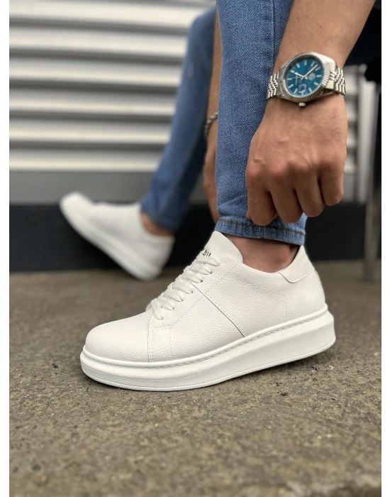 JY151 Boost Bağcıklı Cilt Erkek Günlük Sneaker Ayakkabı CBT - Beyaz