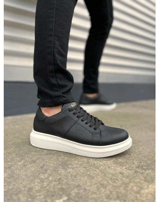 JY151 Boost Bağcıklı Cilt Erkek Günlük Sneaker Ayakkabı CBT - Siyah