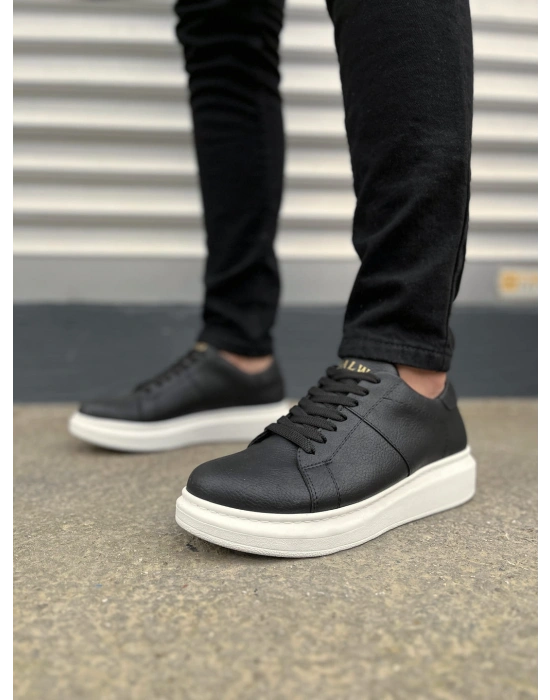 JY151 Boost Bağcıklı Cilt Erkek Günlük Sneaker Ayakkabı CBT - Siyah