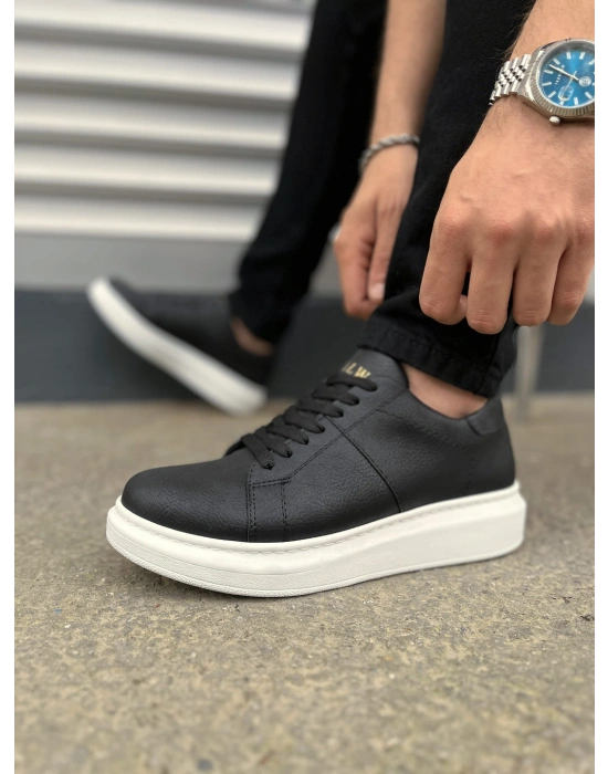 JY151 Boost Bağcıklı Cilt Erkek Günlük Sneaker Ayakkabı CBT - Siyah
