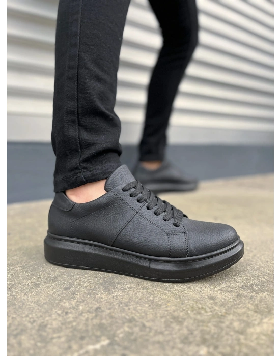 JY151 Boost Bağcıklı Cilt Erkek Günlük Sneaker Ayakkabı CST - Siyah