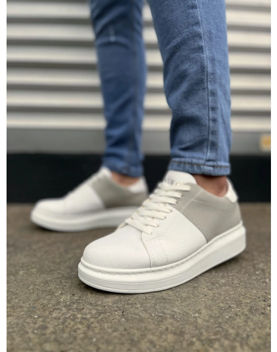 JY151 Boost Bağcıklı Cilt Süet Erkek Günlük Sneaker Ayakkabı CSBT - Beyaz/Gri