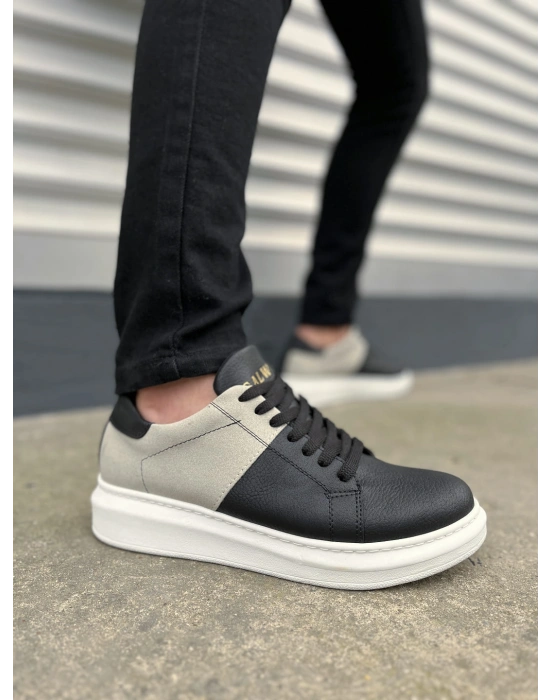 JY151 Boost Bağcıklı Cilt Süet Erkek Günlük Sneaker Ayakkabı CSBT - Siyah/Gri
