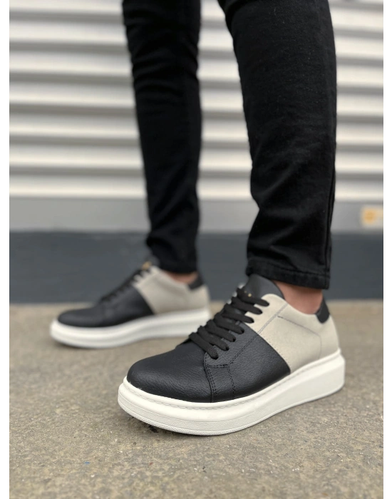 JY151 Boost Bağcıklı Cilt Süet Erkek Günlük Sneaker Ayakkabı CSBT - Siyah/Gri