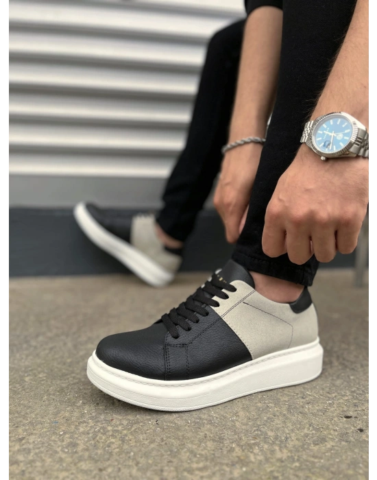 JY151 Boost Bağcıklı Cilt Süet Erkek Günlük Sneaker Ayakkabı CSBT - Siyah/Gri