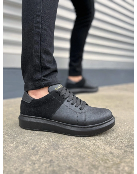 JY151 Boost Bağcıklı Cilt Süet Erkek Günlük Sneaker Ayakkabı CSST - Siyah
