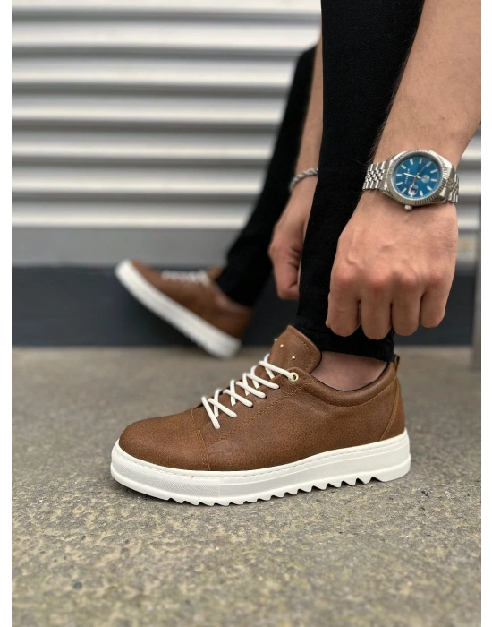 JY152 Cool Bağcıklı Cilt Erkek Günlük Spor Klasik Ayakkabı CBT - Taba