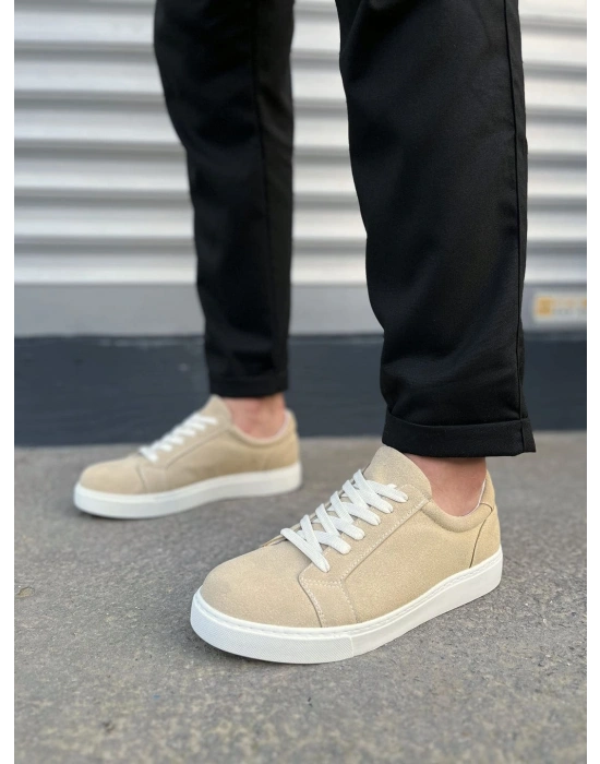 JY165 Elite Bağcıklı Süet Erkek Günlük Sneaker Ayakkabı SBT - Krem