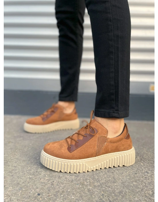 JY502 Bold Bağcıklı Süet Erkek Günlük Sneaker Ayakkabı SKT - Taba