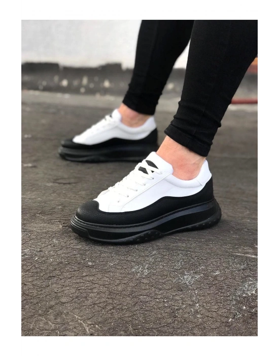 JY507 Alone Bağcıklı Cilt Erkek Günlük Sneaker Ayakkabı CST Beyaz/Siyah