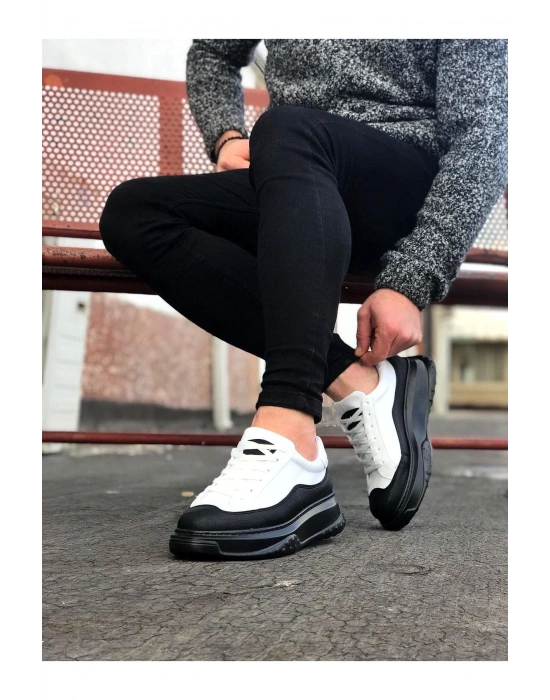 JY507 Alone Bağcıklı Cilt Erkek Günlük Sneaker Ayakkabı CST Beyaz/Siyah