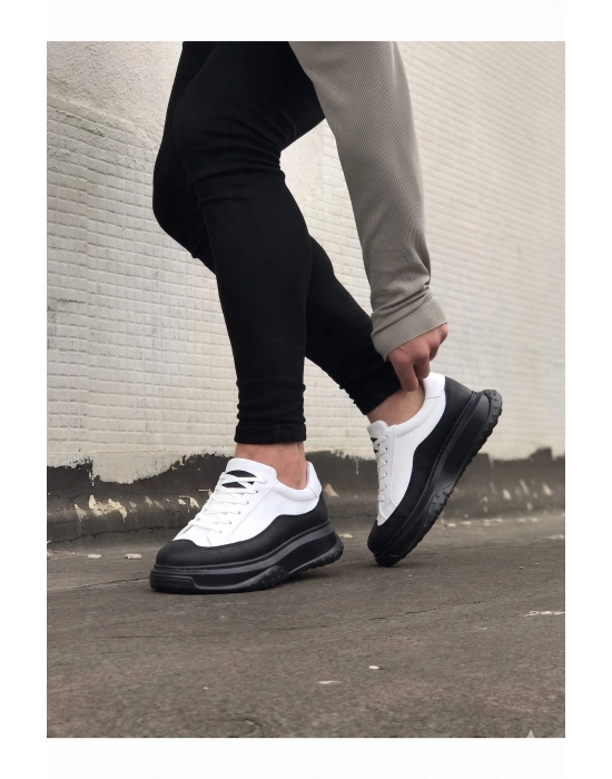 JY507 Alone Bağcıklı Cilt Erkek Günlük Sneaker Ayakkabı CST Beyaz/Siyah