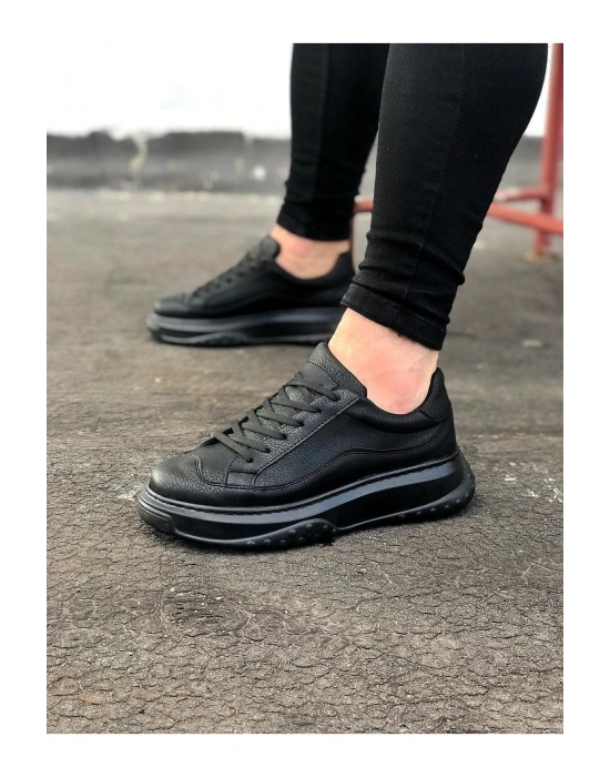 JY507 Alone Bağcıklı Cilt Erkek Günlük Sneaker Ayakkabı CST Siyah