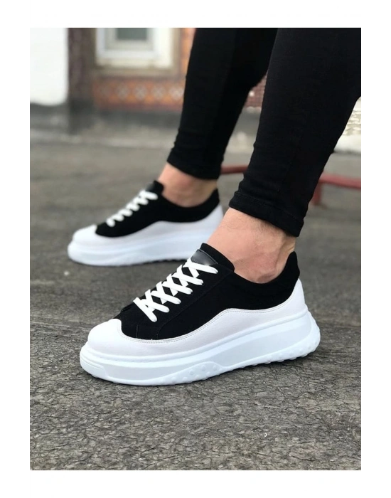 JY507 Alone Bağcıklı Süet Cilt Erkek Günlük Sneaker Ayakkabı SCBT Siyah/Beyaz