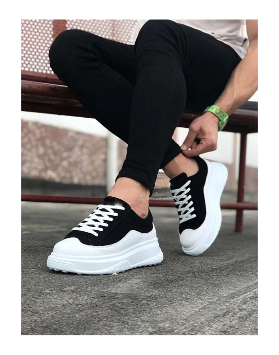 JY507 Alone Bağcıklı Süet Cilt Erkek Günlük Sneaker Ayakkabı SCBT Siyah/Beyaz
