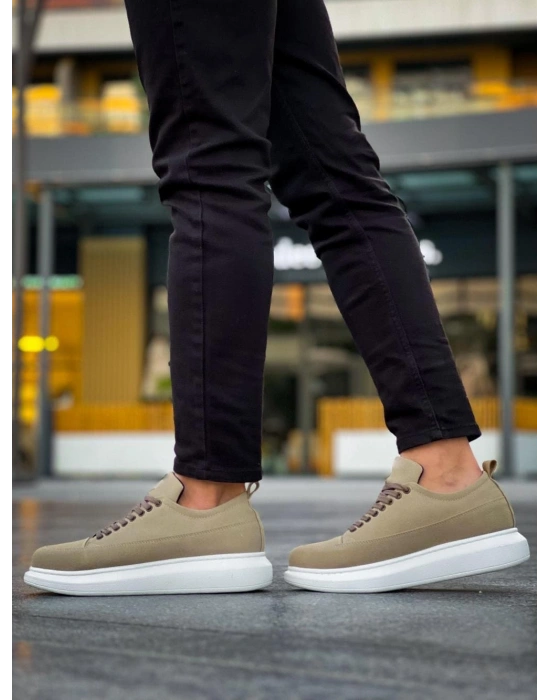 JY814 Axel Bağcıklı Süet Erkek Günlük Sneaker Ayakkabı SBT Krem