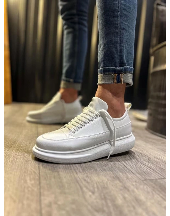 JY914 Drake Bağcıklı Cilt Erkek Günlük Sneaker Ayakkabı CBT Beyaz
